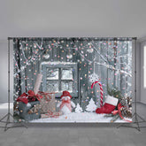 Lofaris Glitter Point Red Socks White Snowflake Winter Backdrop